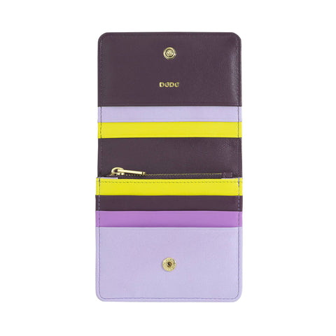 Portefeuille en cuir pour femme Dudu, petit modèle avec bouton-pression, violet profond