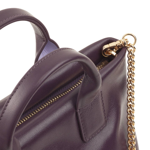 Sac à épaule en cuir pour femme DuDu® soirée, violet profond