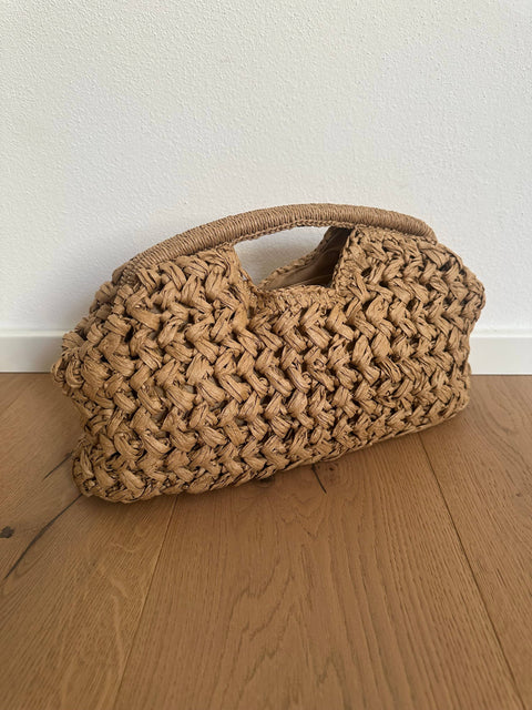 GISELLE - Pochette en raphia: Brun