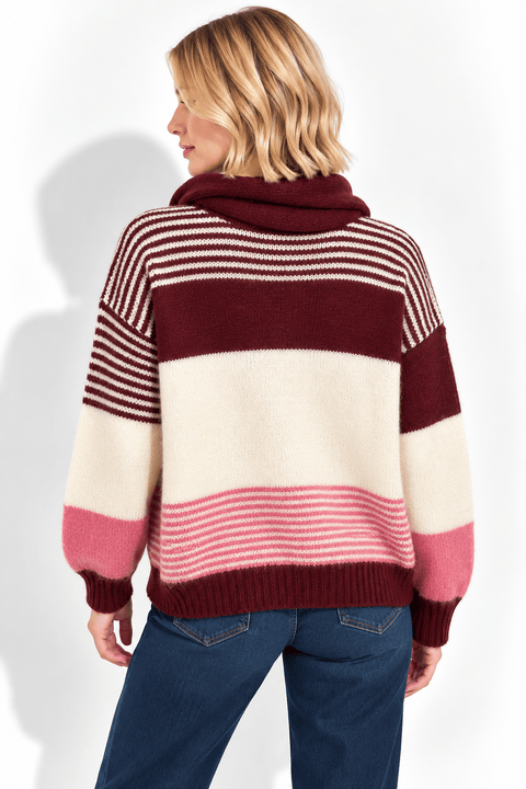 Cardigan rayure en Maille avec Écharpe Assortie – AP243