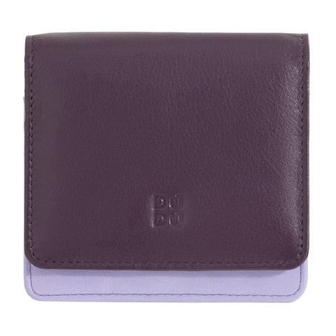 Portefeuille en cuir pour femme Dudu, petit modèle avec bouton-pression, violet profond