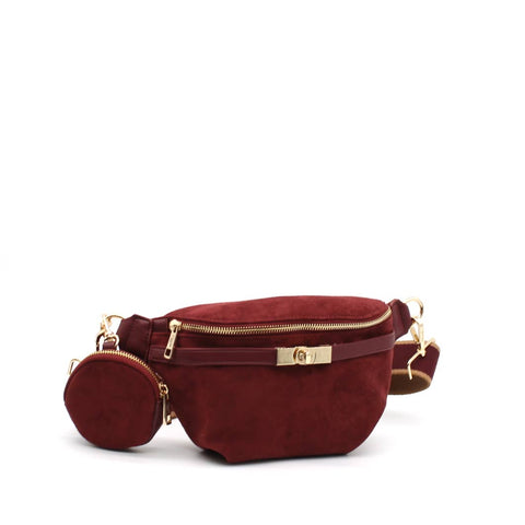 Sac banane en suédine avec boucle dorée