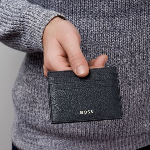 Porte-cartes Hugo Boss Classic grainé noir — vue de profil