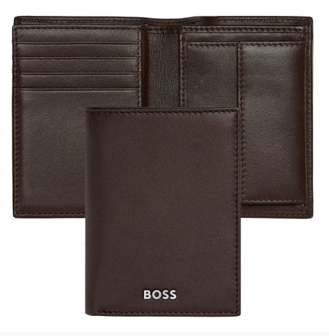 Porte-cartes Hugo Boss à rabat avec porte-monnaie marron — vue principale